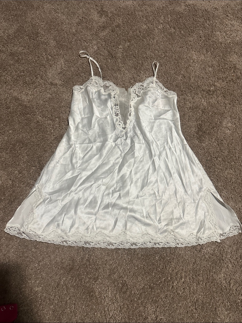 VS White Lace Trim Satin Slip